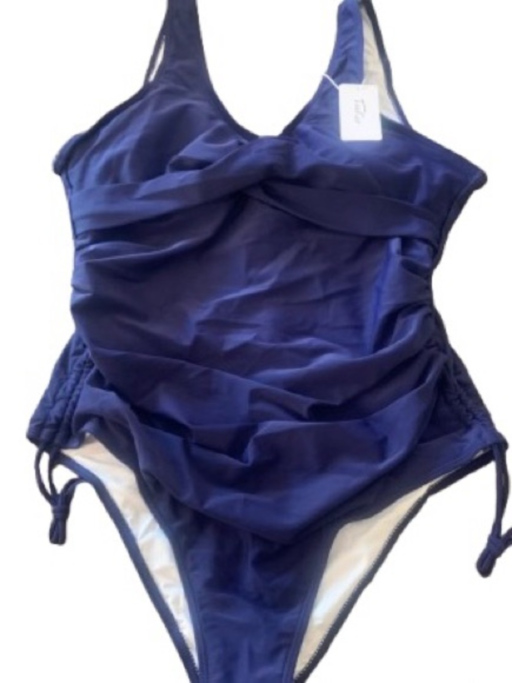 Women’s Navy Blue One Piece Swimsuit Size 2XL Ruched Tummy Control Bathing Suit - Picture 2 of 5